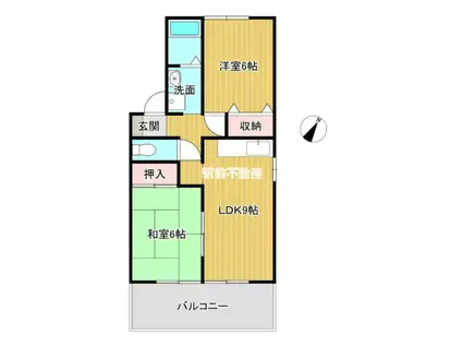 セジュール井上(2DK/2階)の間取り写真