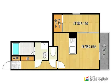エレガンス大川(1LDK/1階)の間取り写真