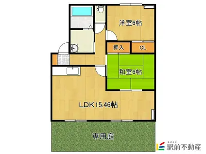 ツインヴィラ南瀬高(2LDK/2階)の間取り写真