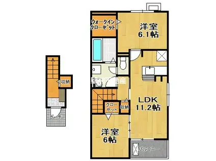 西鉄天神大牟田線 西鉄銀水駅 徒歩2分 2階建 築5年(2LDK/2階)の間取り写真