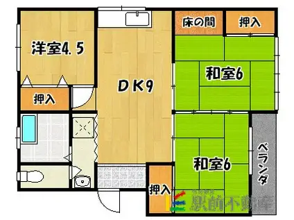 第二矢野コーポ(3DK/3階)の間取り写真