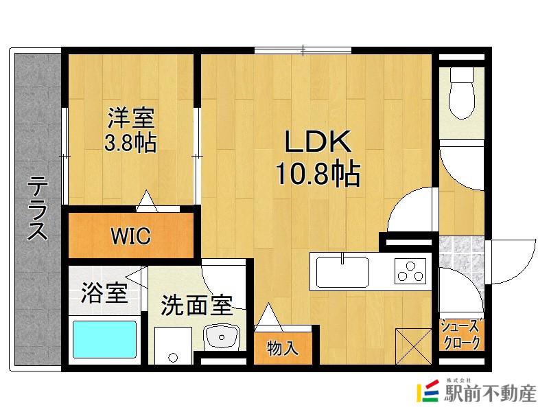 鹿児島本線 羽犬塚駅 徒歩12分 3階建 築7年(1LDK/2階)の間取り写真