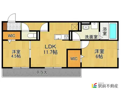 鹿児島本線 羽犬塚駅 徒歩12分 3階建 築6年(2LDK/3階)の間取り写真