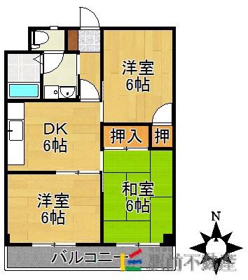 内野ハイツ(3DK/3階)の間取り写真