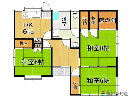 鹿児島本線 銀水駅 徒歩30分 1階建 築55年(3DK)の間取り写真