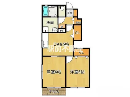 サン・カンナ・リリーⅡ(2DK/1階)の間取り写真