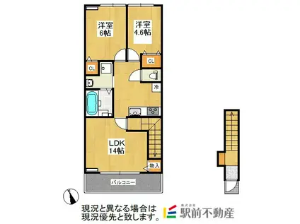 SODORINN.M(2LDK/2階)の間取り写真