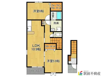 ヒルサイド Ⅰ(2LDK/2階)の間取り写真