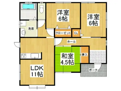 鹿児島本線 羽犬塚駅 徒歩97分 1階建 築23年(3LDK)の間取り写真