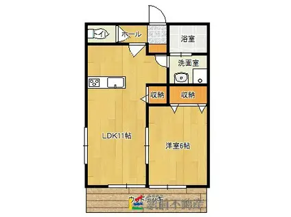 インサイド八女(1LDK/1階)の間取り写真