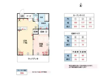 インサイド八女(1LDK/1階)の間取り写真