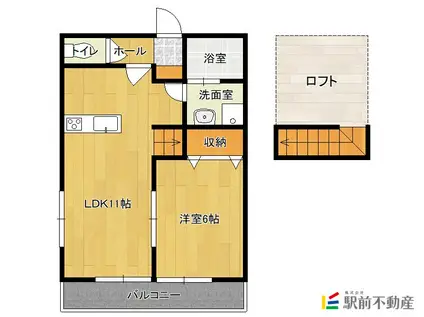 インサイド八女(1LDK/2階)の間取り写真