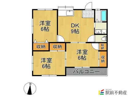 サンヒルズB(3DK/2階)の間取り写真