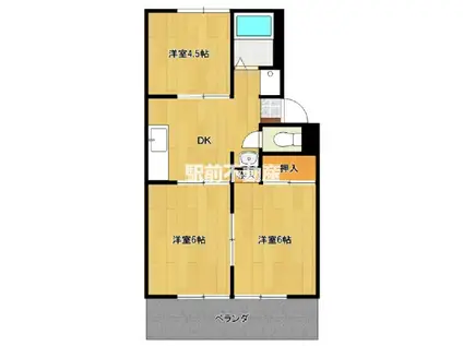 プレジール垂見(3DK/1階)の間取り写真