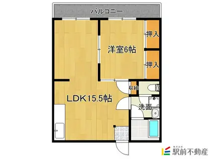 山絃マンション新栄町(1LDK/2階)の間取り写真