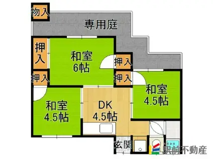 西鉄天神大牟田線 矢加部駅 徒歩26分 1階建 築41年(3DK)の間取り写真