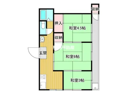 浜風コーポ2棟(3K/2階)の間取り写真