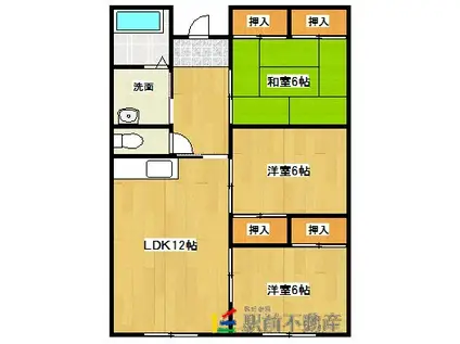 鹿児島本線 筑後船小屋駅 徒歩25分 1階建 築30年(3LDK)の間取り写真