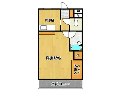 ハイデンスけやき(1K/3階)の間取り写真