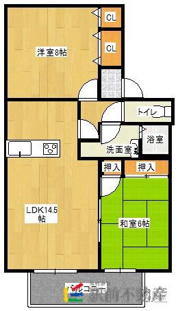 クレージュナミ(2LDK/1階)の間取り写真