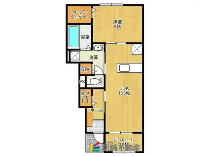 ベルコロレVⅢ A(1LDK/1階)の間取り写真