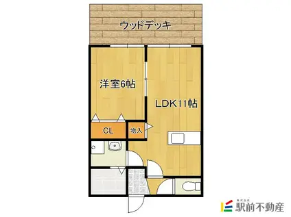 エブリポターミ(1LDK/1階)の間取り写真