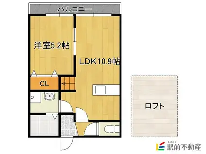 エブリポターミ(1LDK/2階)の間取り写真