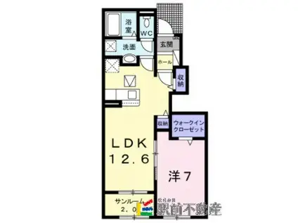 カーサはな(1LDK/1階)の間取り写真