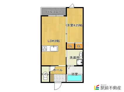 PEACE柳川6(ワンルーム/2階)の間取り写真