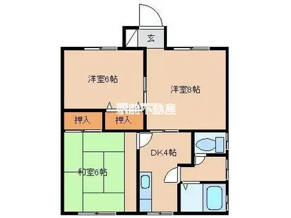 西鉄天神大牟田線 八丁牟田駅 徒歩34分 1階建 築24年(3DK)の間取り写真