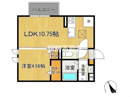 鹿児島本線 南瀬高駅 徒歩11分 2階建 築5年(1LDK/1階)の間取り写真