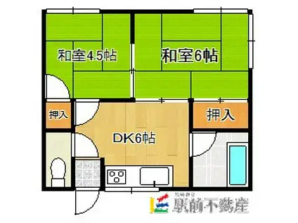 華清コーポ(2DK/1階)の間取り写真