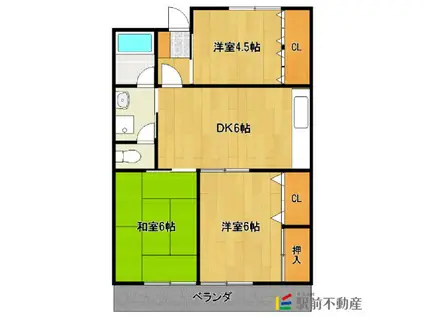 大坪ビル (3DK/2階)の間取り写真