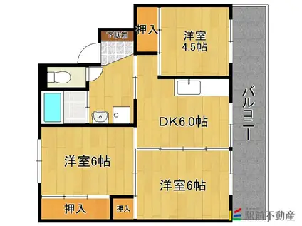 西鉄天神大牟田線 犬塚駅 徒歩32分 5階建 築42年(3DK/5階)の間取り写真