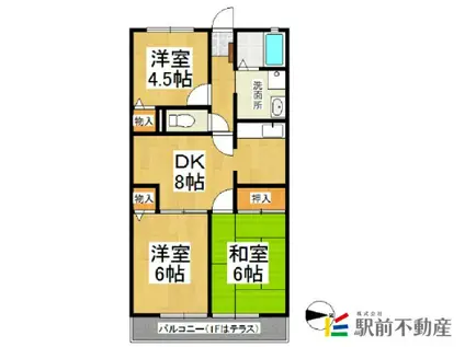 ベルメゾン岩崎(3DK/2階)の間取り写真