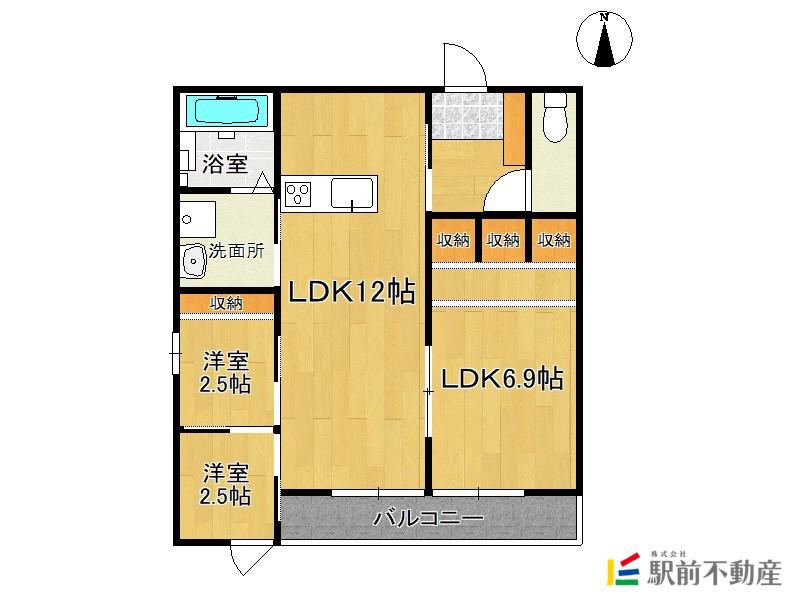 PEACE柳川5(3LDK/2階)の間取り写真