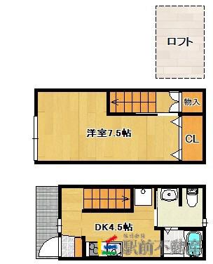 KANOA B(1DK/1階)の間取り写真