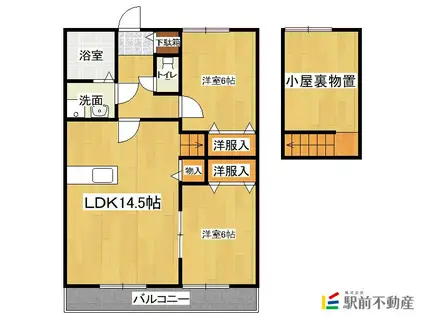 LADDER大川NEXT Ⅰ(2LDK/2階)の間取り写真