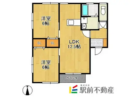 グレース手鎌Ⅱ(2LDK/2階)の間取り写真