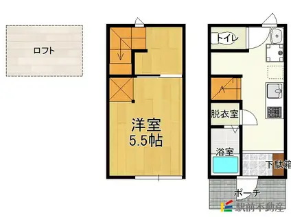 DIO LAGAMEB棟(1DK/1階)の間取り写真