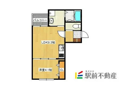 鹿児島本線 羽犬塚駅 徒歩13分 3階建 築5年(1LDK/1階)の間取り写真