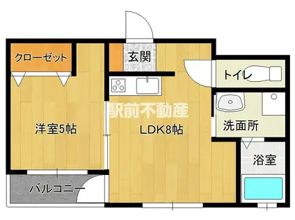 鹿児島本線 羽犬塚駅 徒歩13分 3階建 築4年(1LDK/2階)の間取り写真