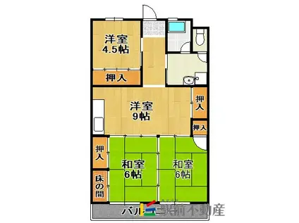 鳥塚マンション(3DK/4階)の間取り写真