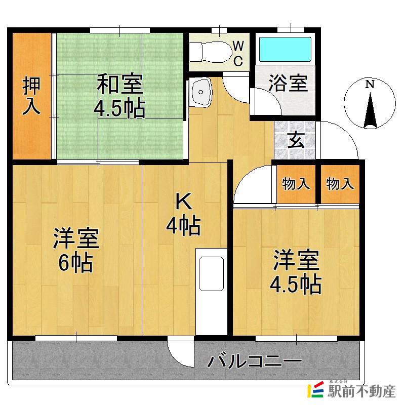 オアシス天領(2LDK/4階)の間取り写真