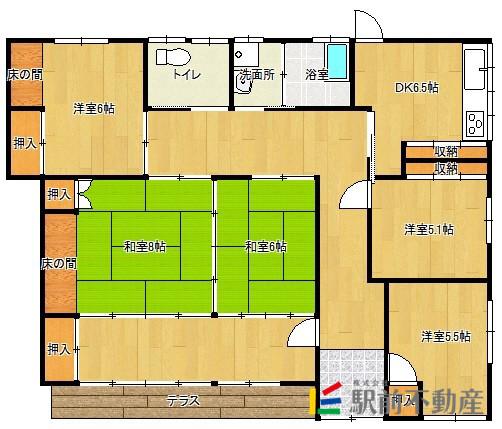 久大本線 御井駅 徒歩110分 1階建 築51年(5DK)の間取り写真