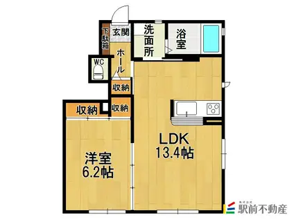 シャーメゾンHIKARI Ⅱ B棟(1LDK/1階)の間取り写真