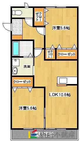 ソラーナ(2LDK/1階)の間取り写真