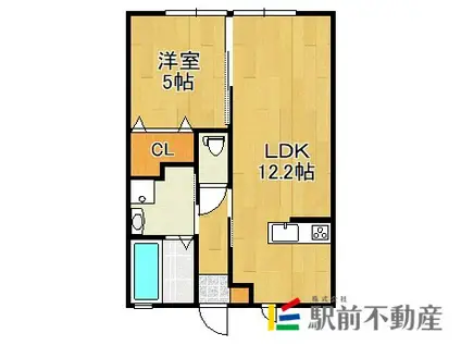 グッチ・フィールド(1LDK/2階)の間取り写真