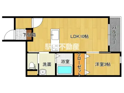 ドルチェ・ヴィータ柳川C(1LDK/1階)の間取り写真