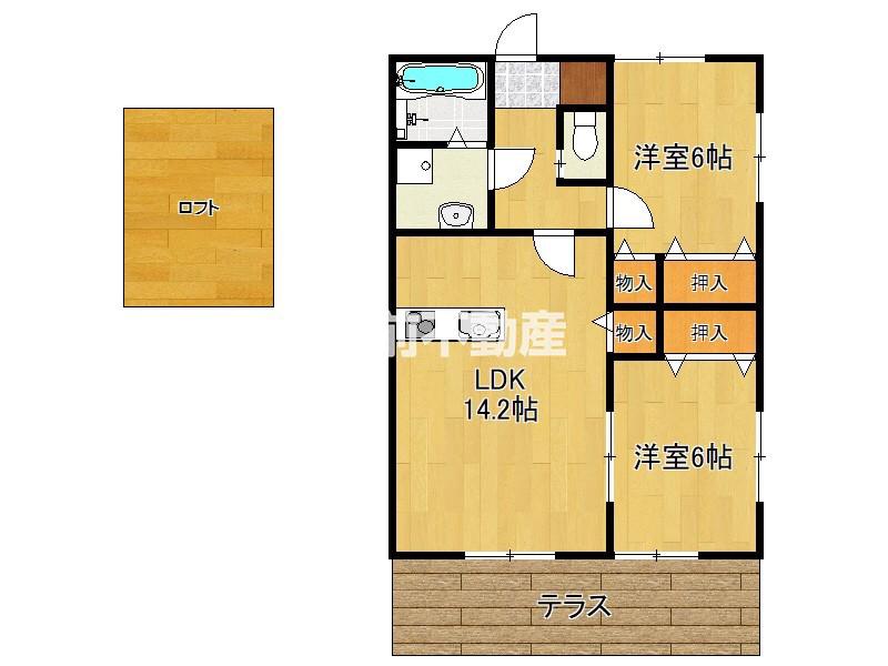 パトリ西牟田A(2LDK/2階)の間取り写真